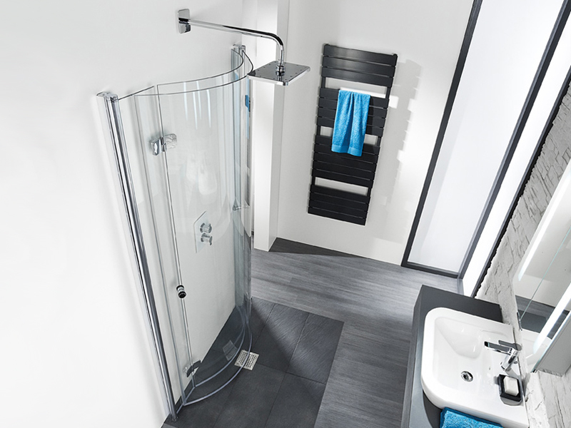 HSK, Dusche, Wandklappbare Duschtüren, ebenerdige Dusche, Runddusche